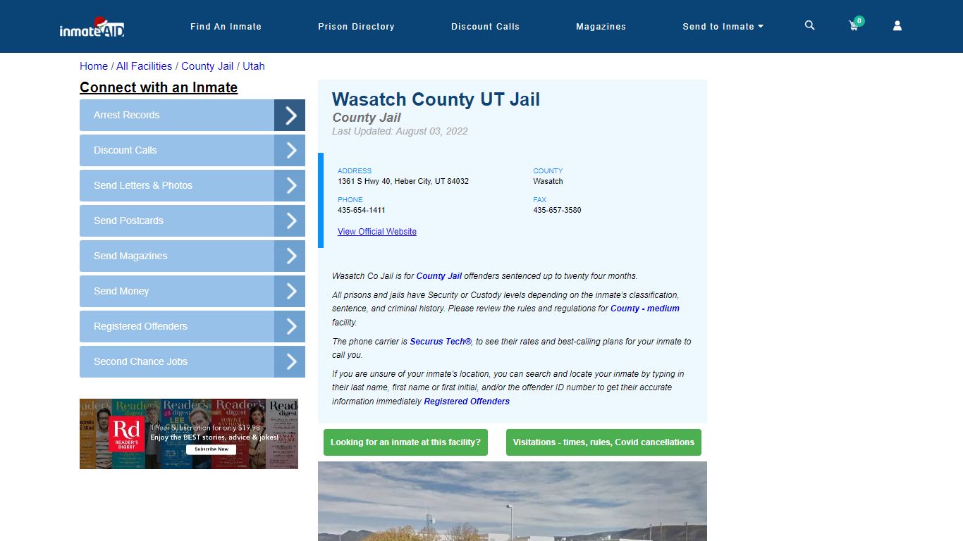 Wasatch County UT Jail - Inmate Locator - Heber City, UT